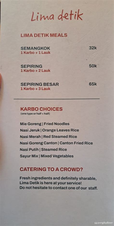 menu cafe lima detik